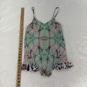 Wildfox pastel tie dye romper ruffle hem size Smll Y2K boho Festival Burning Man